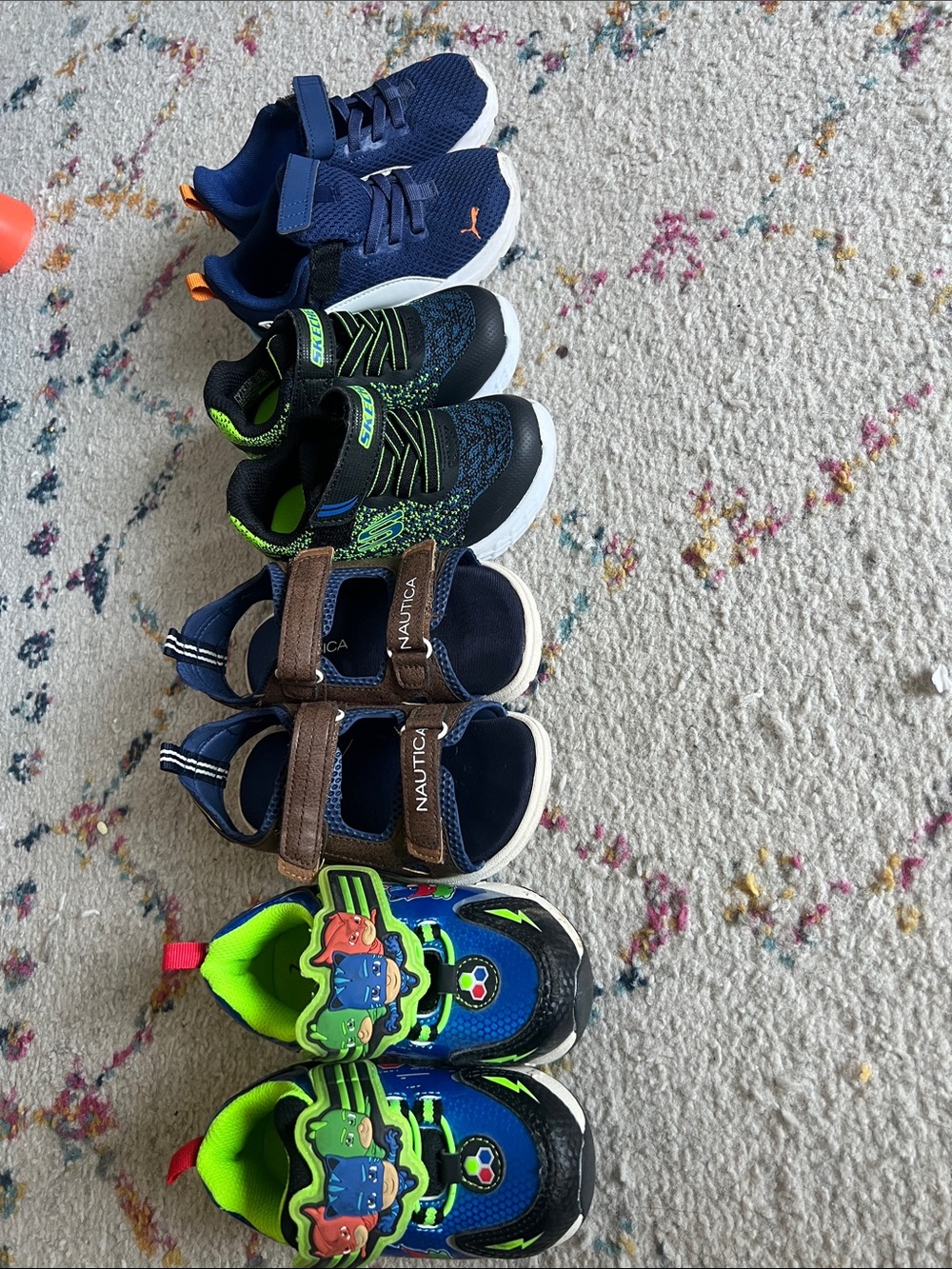 Nautica boys Navy and Brown Sandal with Blue and Green Sport Sneakers Set